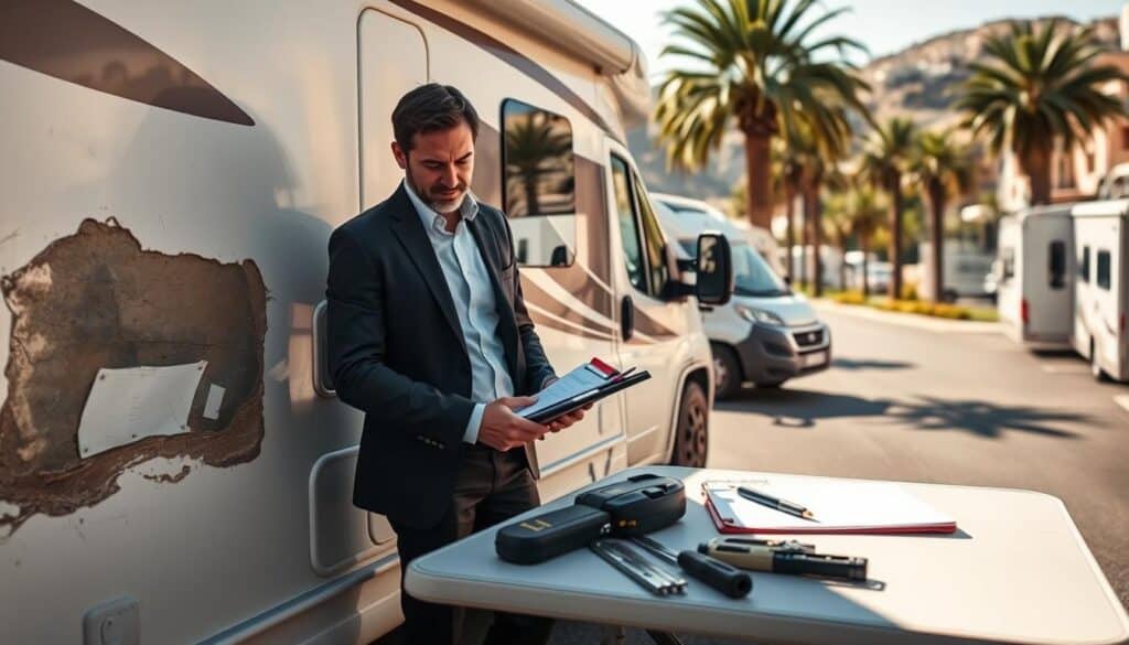 Malaga motorhome damage evaluation