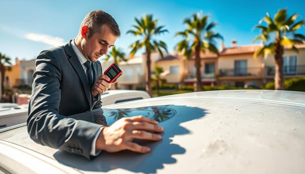 Alicante Spain caravan hail damage evaluation